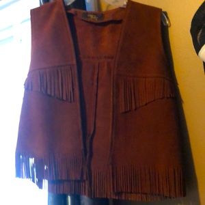 Vintage suede fringe vest